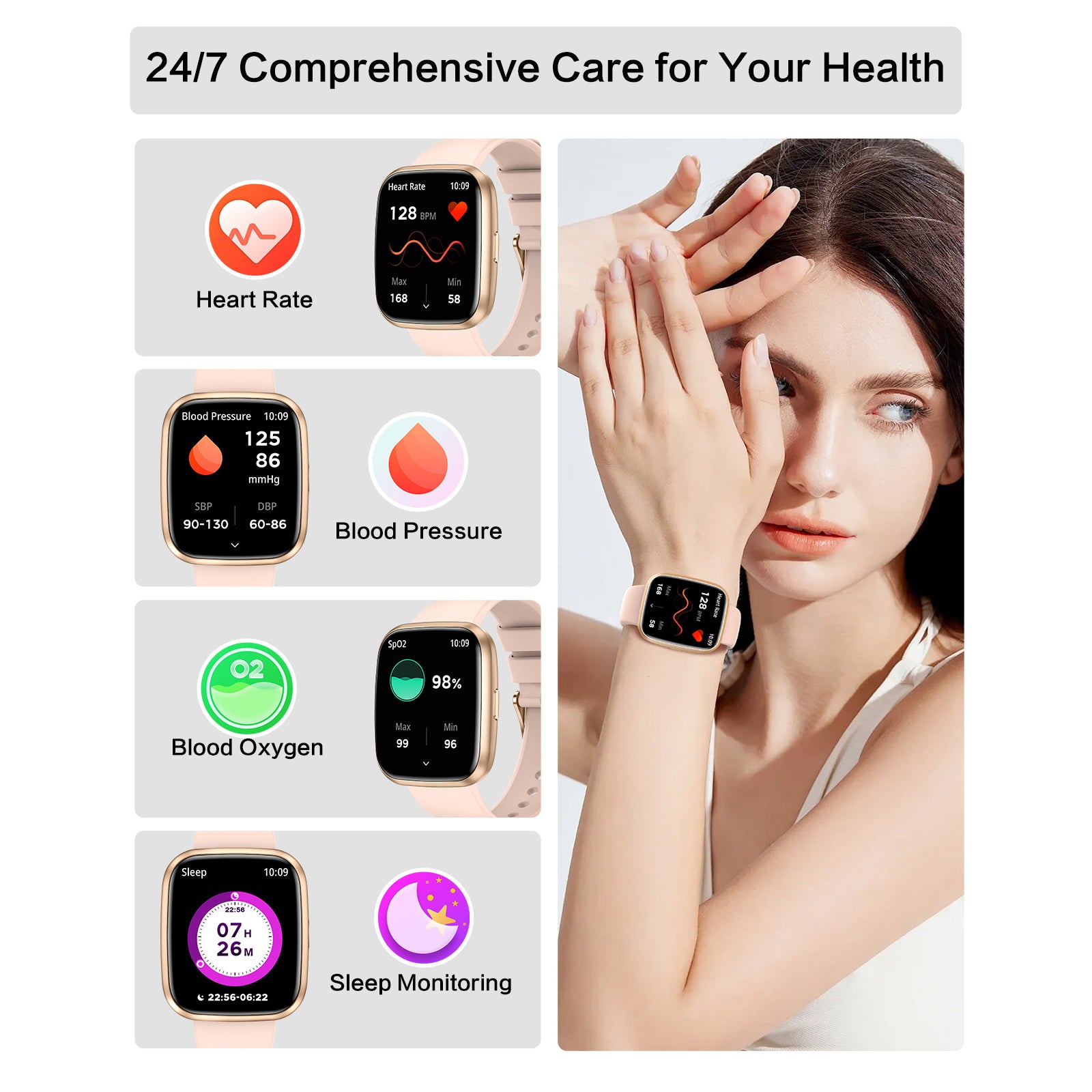 H52 Smart Watches for Men/Women, 1.75" Bluetooth Call, AI Voice Smartwatch, 24/7 Heart Rate Monitor, Blood Pressure/SpO2/Sleep Tracker, IP68 Waterproof, 100+ Sports Fitness Tracker for Android iOS