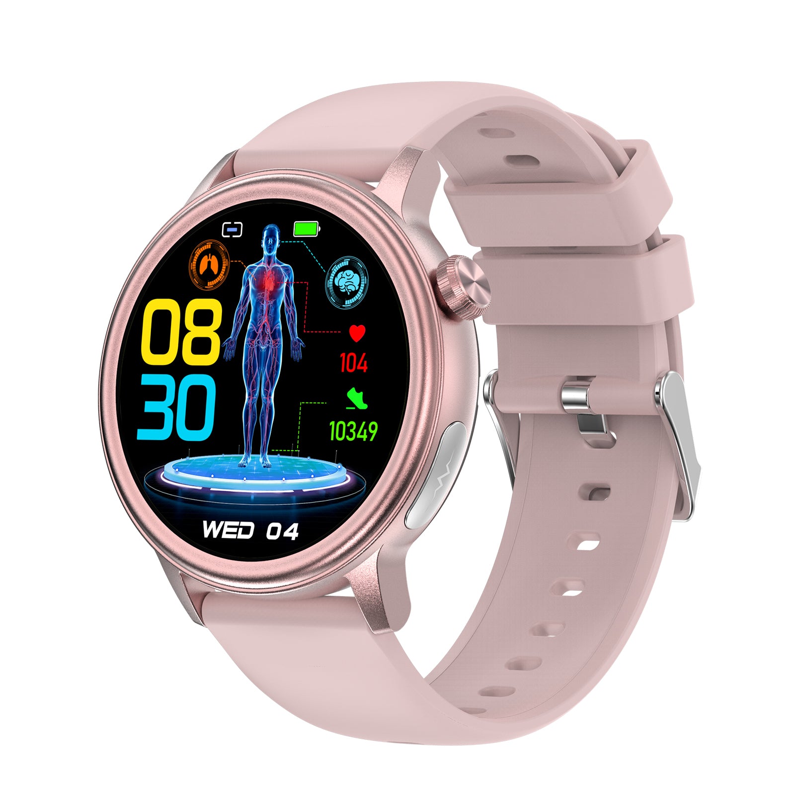 ET470 ECG Smart Watch, 1.39-Inch High-Resolution Screen Touch Electrocardiogram Blood Glucose BMI Body Fat Sports Measurement Watches
