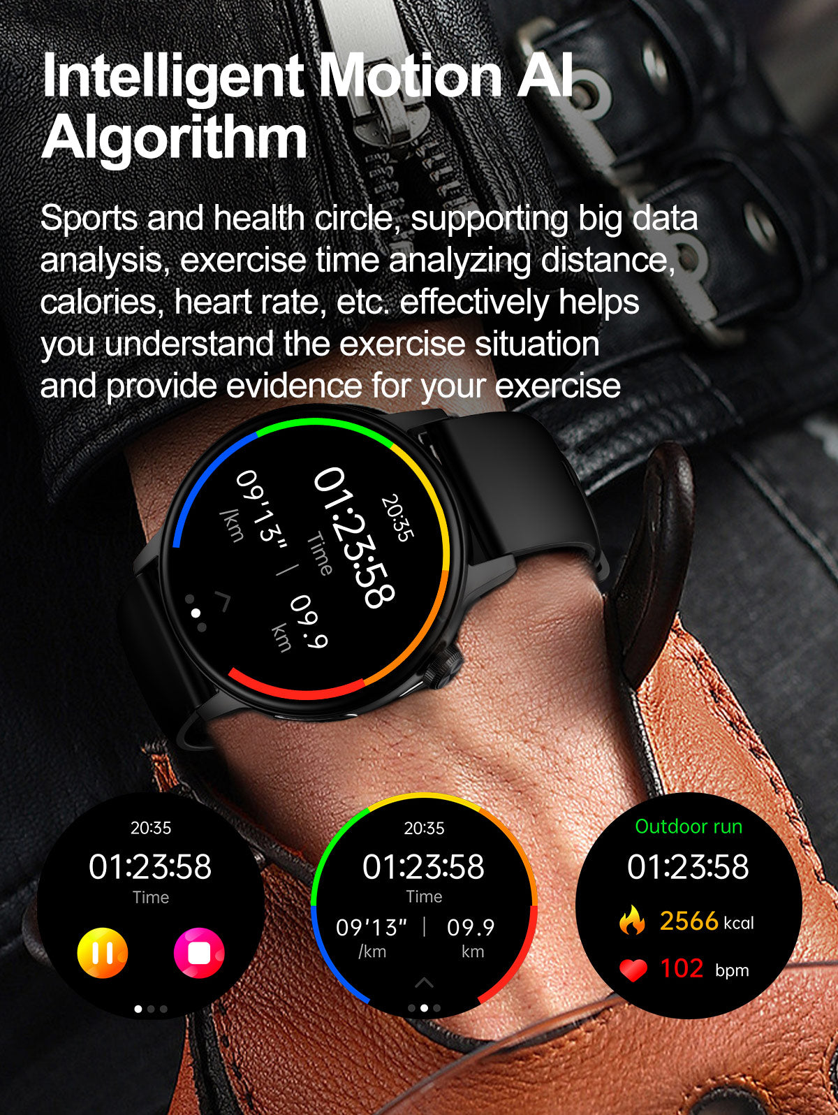 ET470 ECG Smart Watch, 1.39-Inch High-Resolution Screen Touch Electrocardiogram Blood Glucose BMI Body Fat Sports Measurement Watches