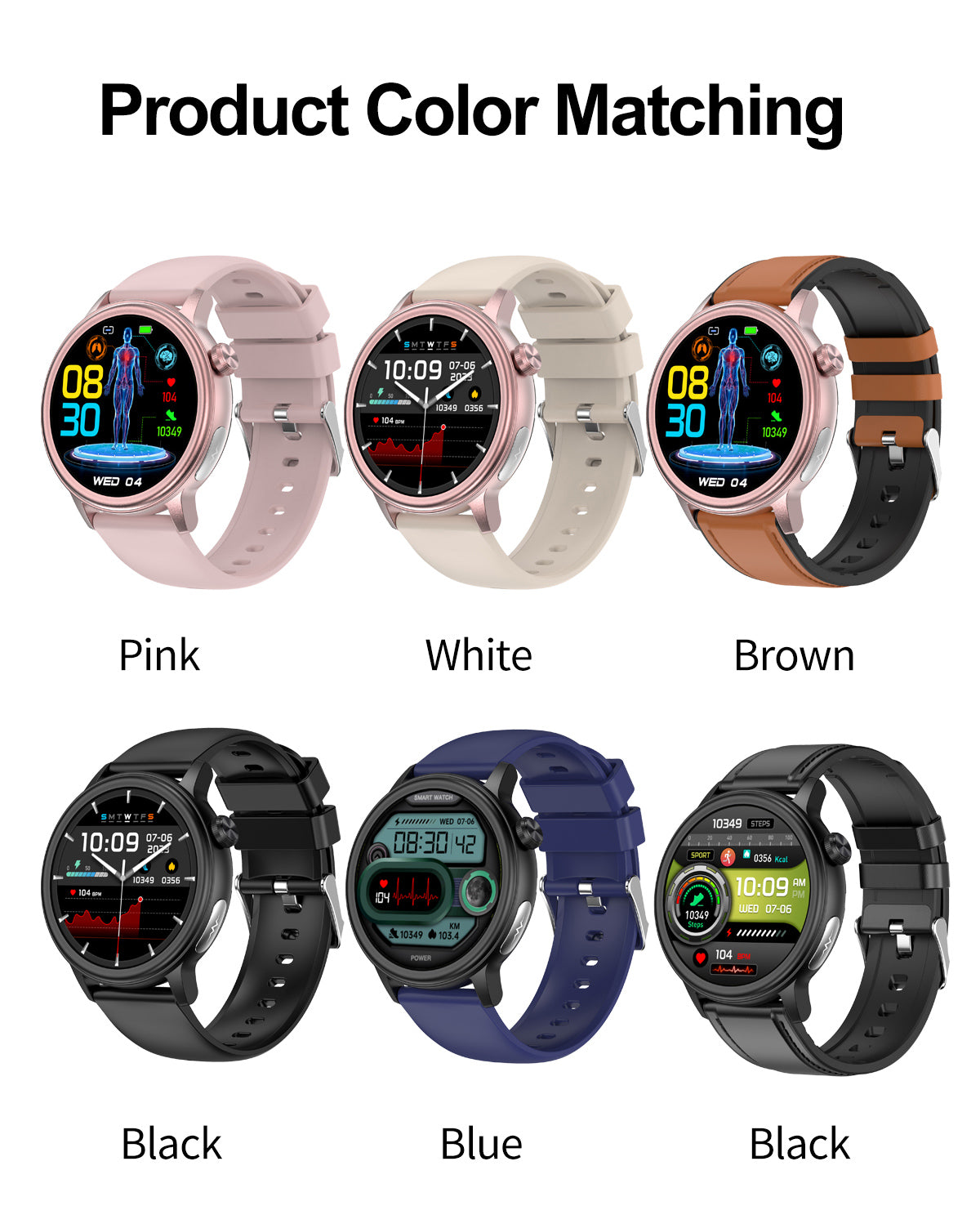 ET470 ECG Smart Watch, 1.39-Inch High-Resolution Screen Touch Electrocardiogram Blood Glucose BMI Body Fat Sports Measurement Watches