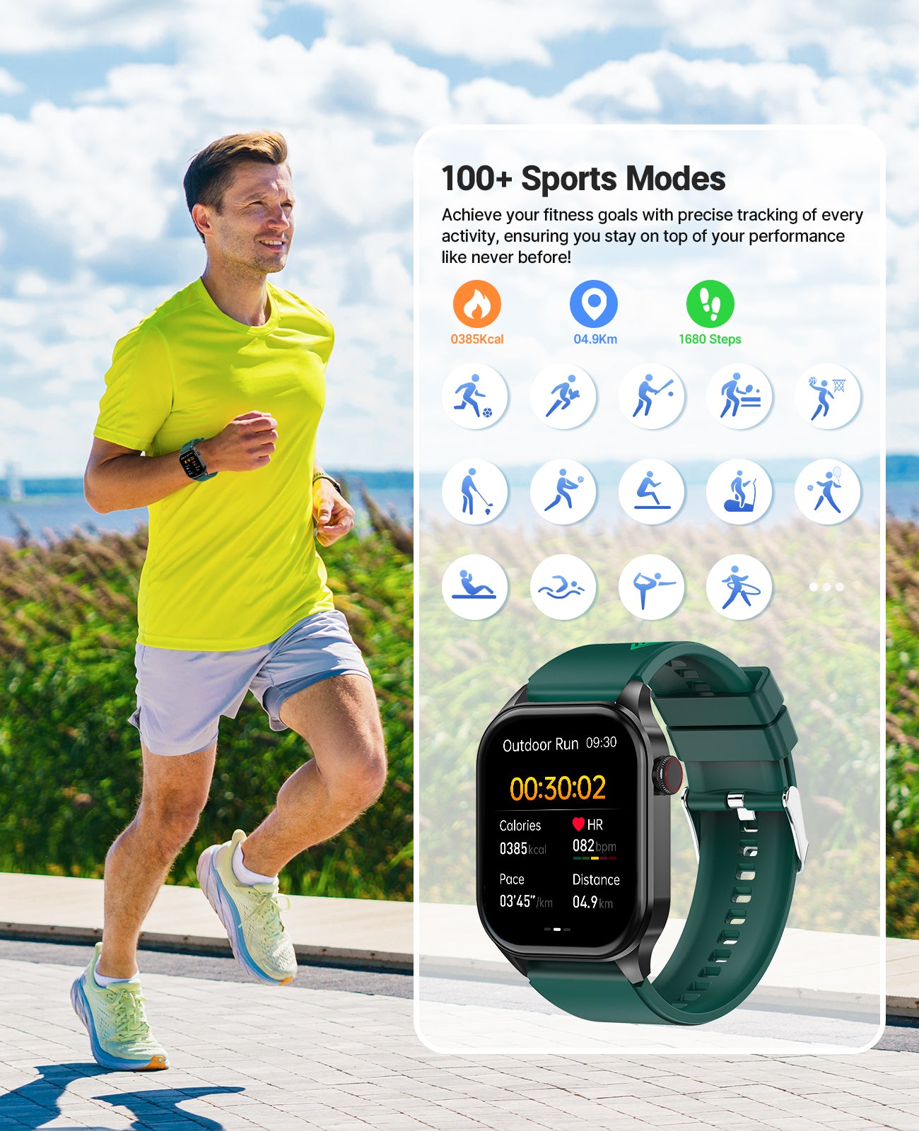 T98 Christmas Waterproof Smart Watch for Men Women , Fitness Tracker Watches for Android iOS
