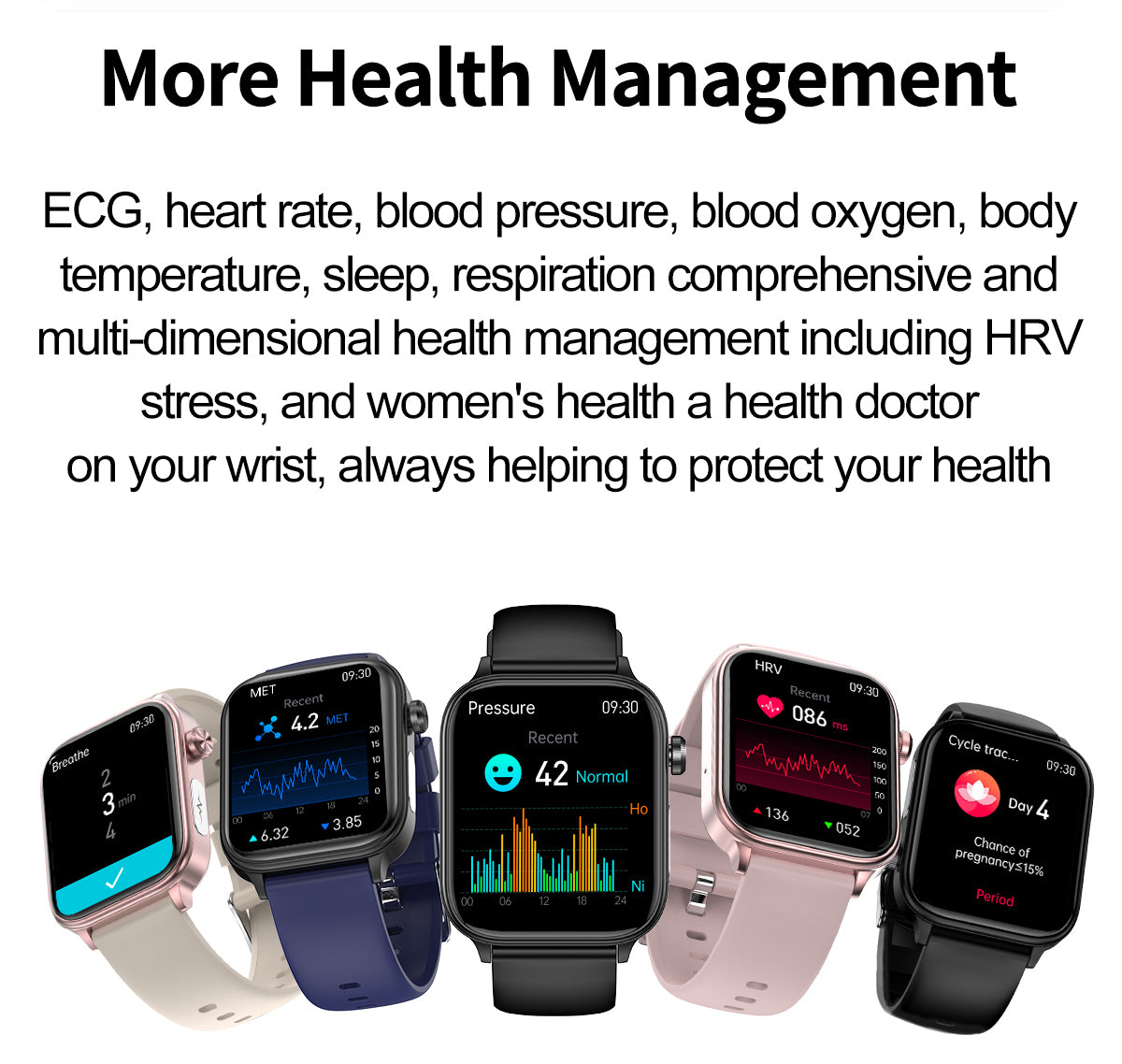 ET570 Electrocardiogram Smart Watch (Answer/Make Call), 1.96 Inch Full Touch Screen Blood Glucose  Measurement Sos Emergency Call Sports Watches