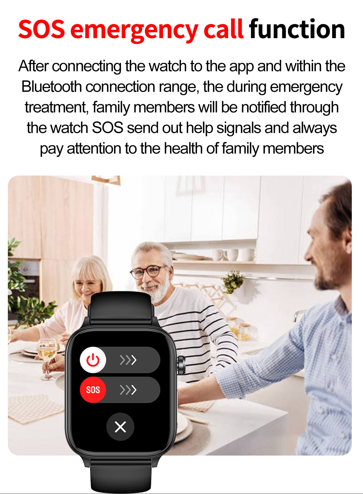 ET570 Electrocardiogram Smart Watch (Answer/Make Call), 1.96 Inch Full Touch Screen Blood Glucose  Measurement Sos Emergency Call Sports Watches