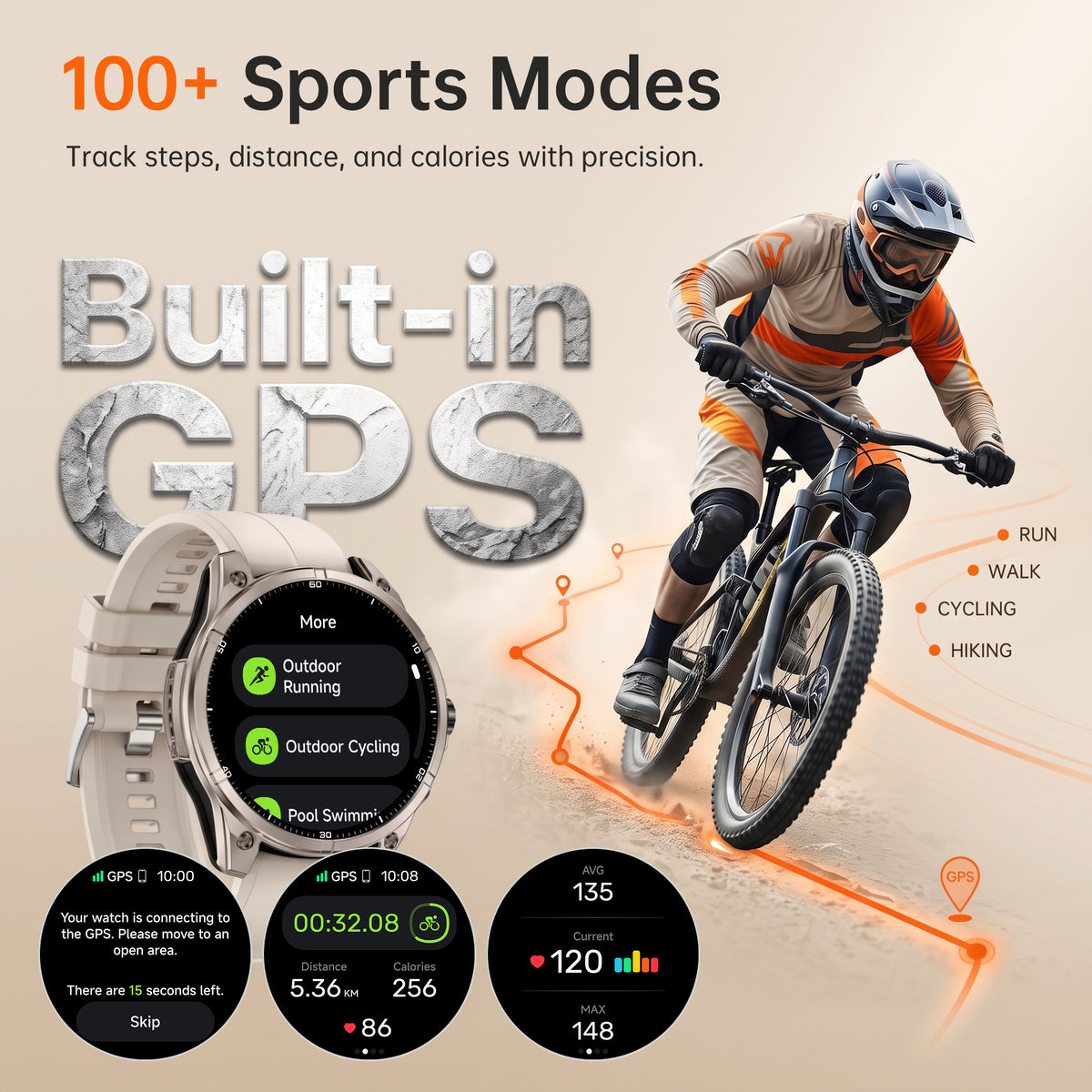 SOUYIE GPS Smart Watch for Men, 1.43" AMOLED Display Rugged Fitness Tracker