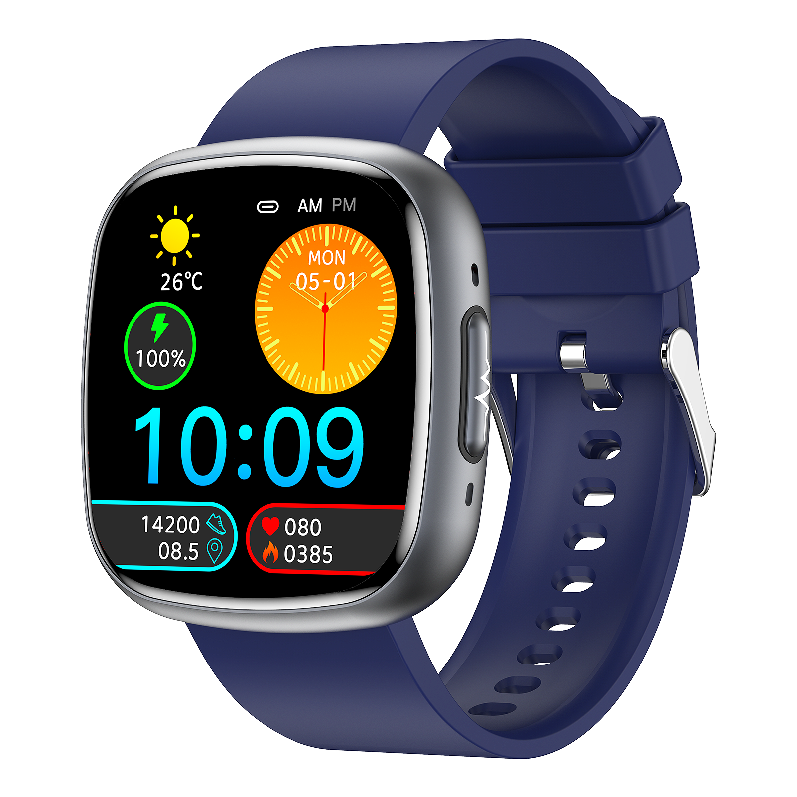 ET593 1.72 inch Sports Smart Watch with Blood Sugar Monitoring,ECG SOS Emergency Call Body Fat BMI Measurement Smartwatch