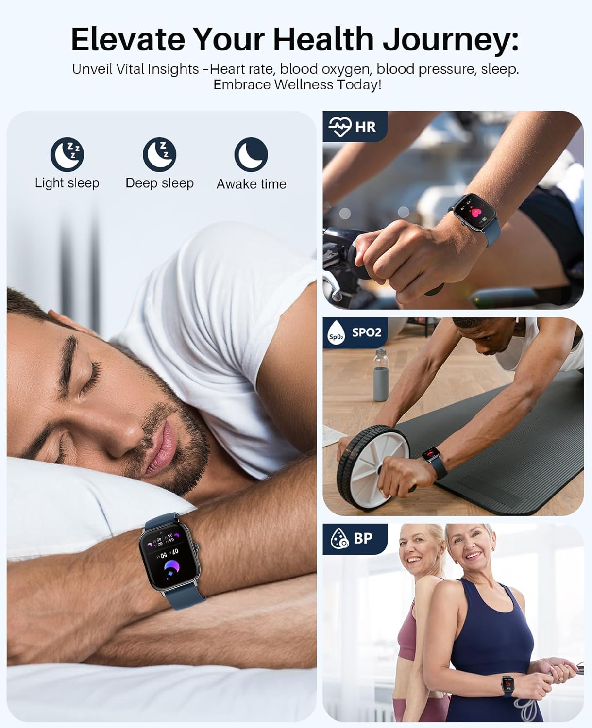 P72 Waterproof Smart Watch for Men and Women, Compatible with Android iPhone,1.9-inch Touch Screen Fitness Tracker