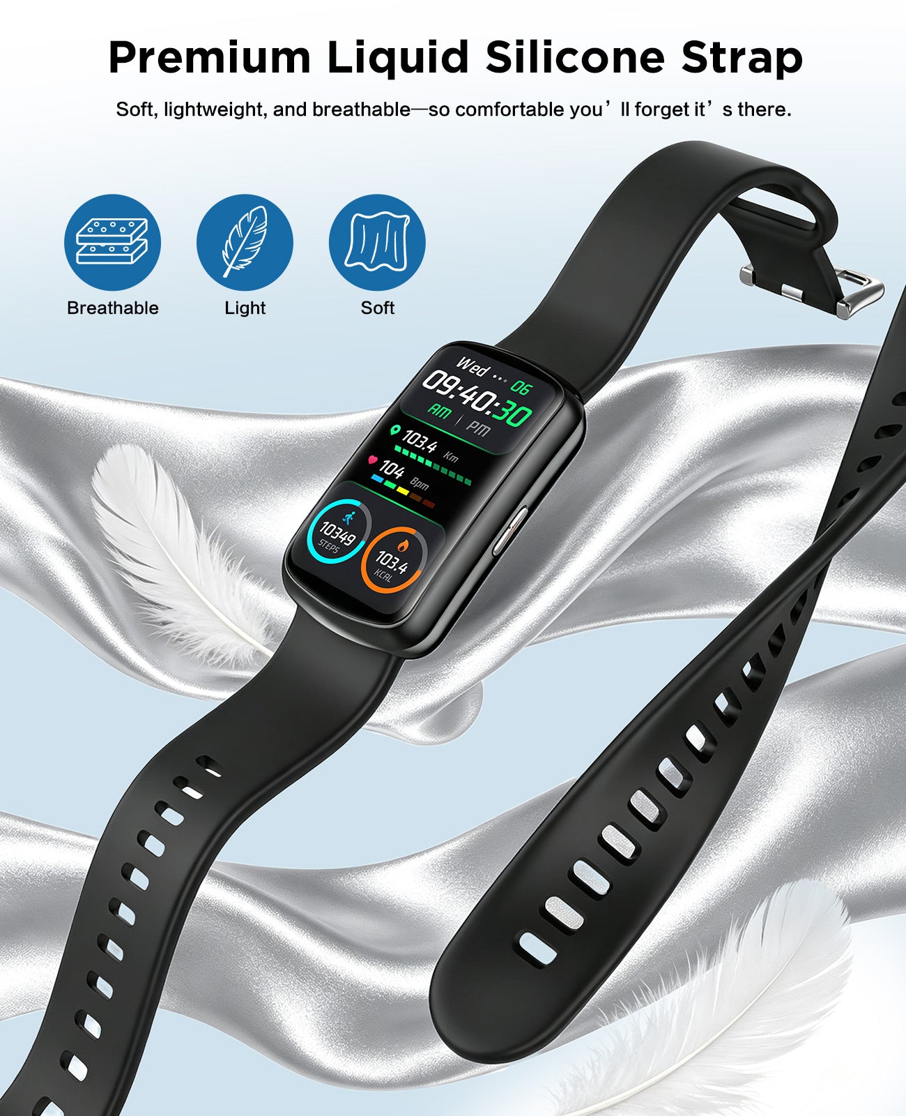 H95 SOUYIE 2026 Smart Watch Fitness Trackers for Women, 1.47″ HD Curved Screen, 24/7 Health Monitor, Sleep Tracker, 110+ Sports Modes Pedometer Step Tracker, Waterproof Activity Tracker for Android iOS