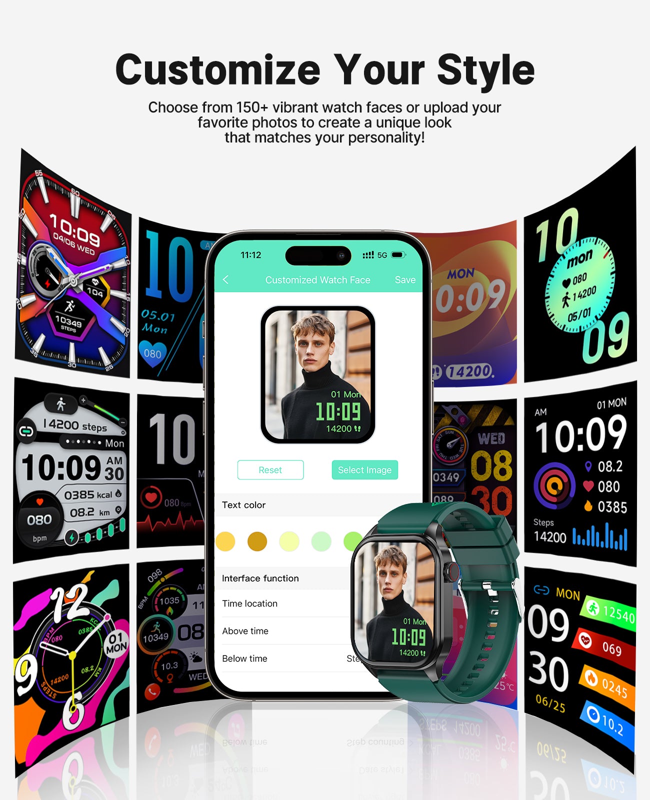 T98 Christmas Waterproof Smart Watch for Men Women , Fitness Tracker Watches for Android iOS
