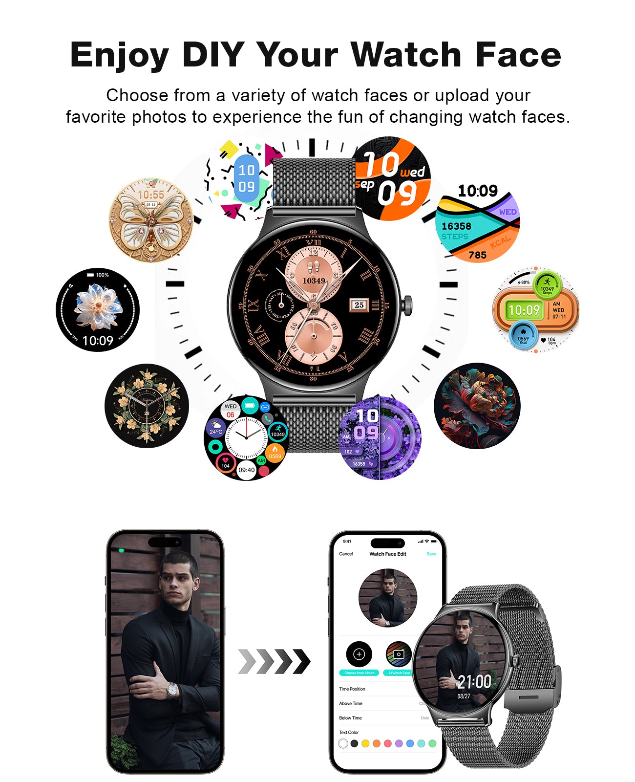 V89 2025 Smart Watches for Men Women, with Bluetooth Make/Answer Call, 1.43" AMOLED Display Fitness Tracker, Heart Rate/SpO2/Sleep Monitor, 100+ Sports Modes, IP67 Waterproof Smartwatch for Android iPhone