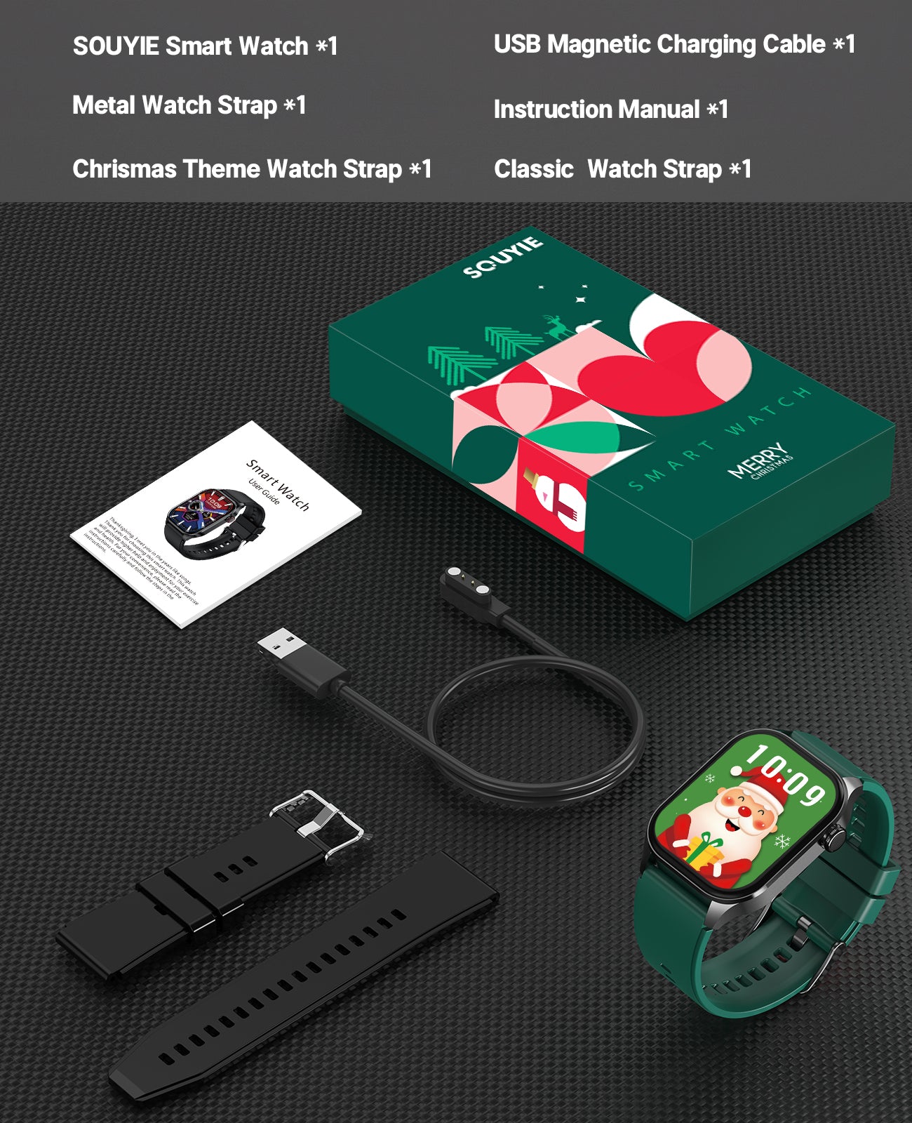 T98 Christmas Waterproof Smart Watch for Men Women , Fitness Tracker Watches for Android iOS