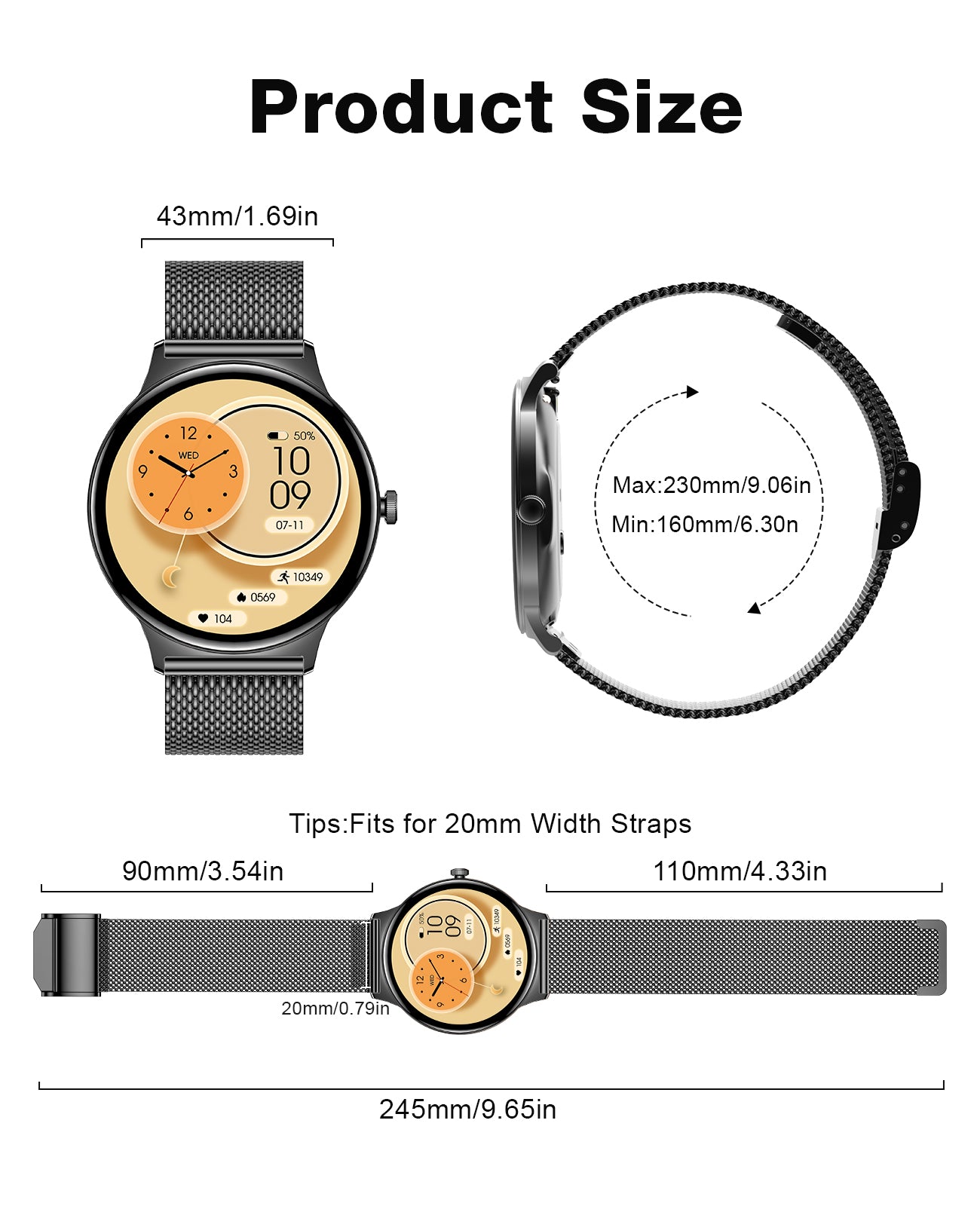 V89 2025 Smart Watches for Men Women, with Bluetooth Make/Answer Call, 1.43" AMOLED Display Fitness Tracker, Heart Rate/SpO2/Sleep Monitor, 100+ Sports Modes, IP67 Waterproof Smartwatch for Android iPhone