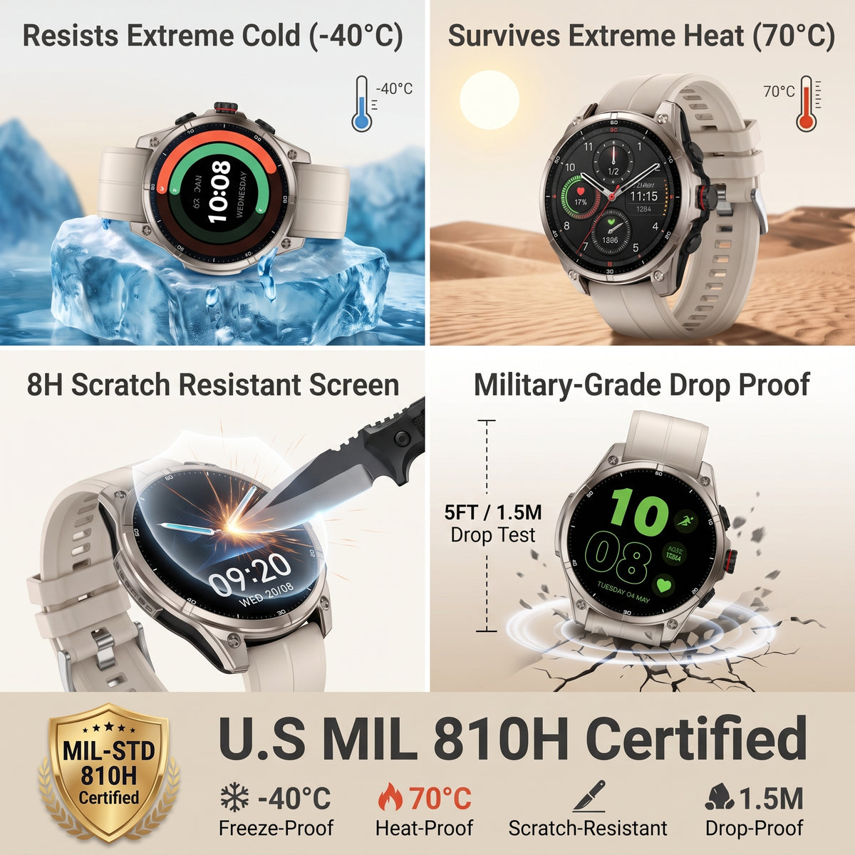 SOUYIE GPS Smart Watch for Men, 1.43" AMOLED Display Rugged Fitness Tracker