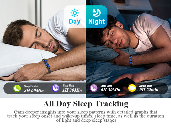 Smart Bracelet, Wearable Activity & Fitness Tracker Band, 24/7 Sleep Tracker, All-Day Continuous Heart Rate Blood Pressure Stress HRV Monitor, 170+ Sport Modes Smart Wristband with 2 Bands, Free APP