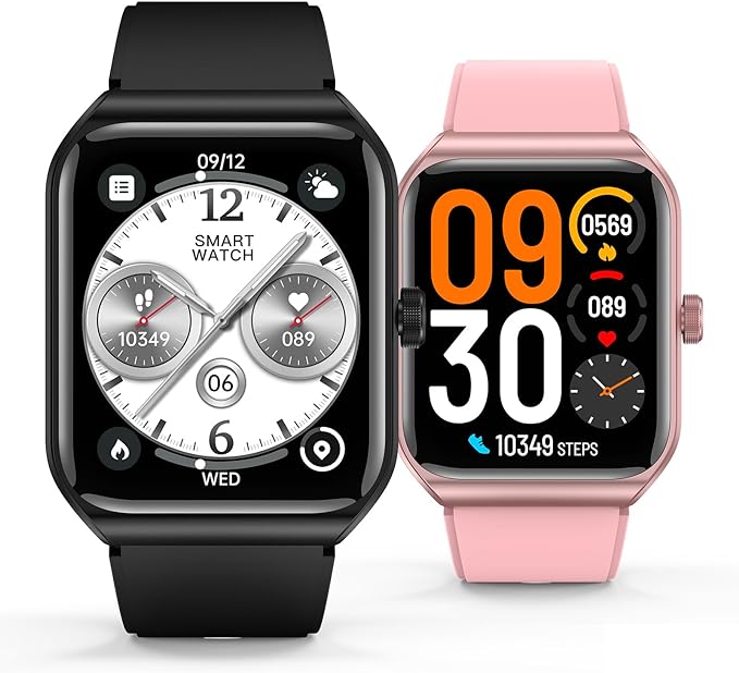 T56 Valentines Couple Smart Watch for Men Women, Fitness Tracker with Bluetooth Call , IP68 Waterproof 100+ Sports Smartwatch