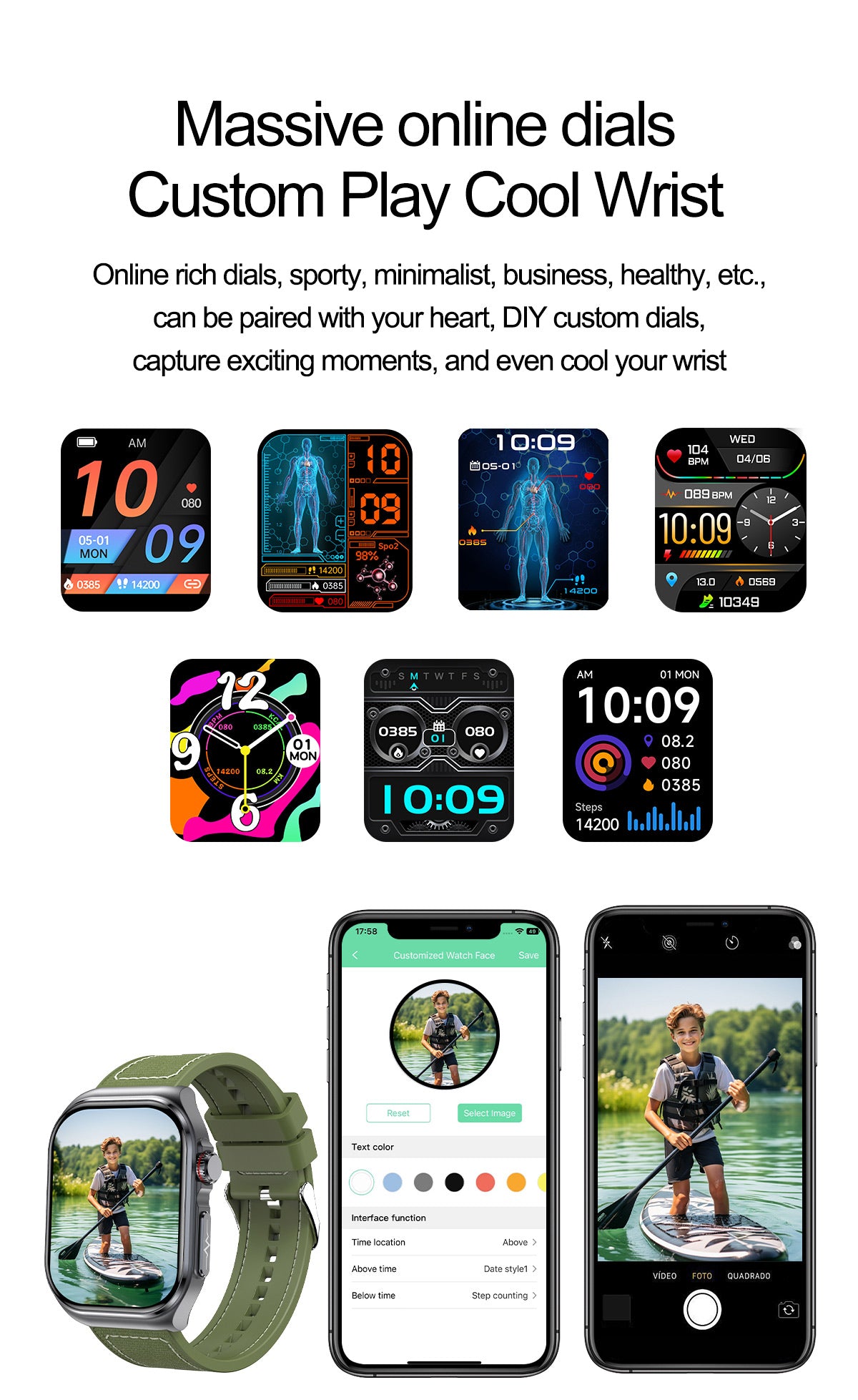 ET585 2.04 inch AMOLED Sports Smart Watch with Blood Sugar Monitoring,Ecg, Sos Emergency Call blood oxygen monitoring Smartwatch