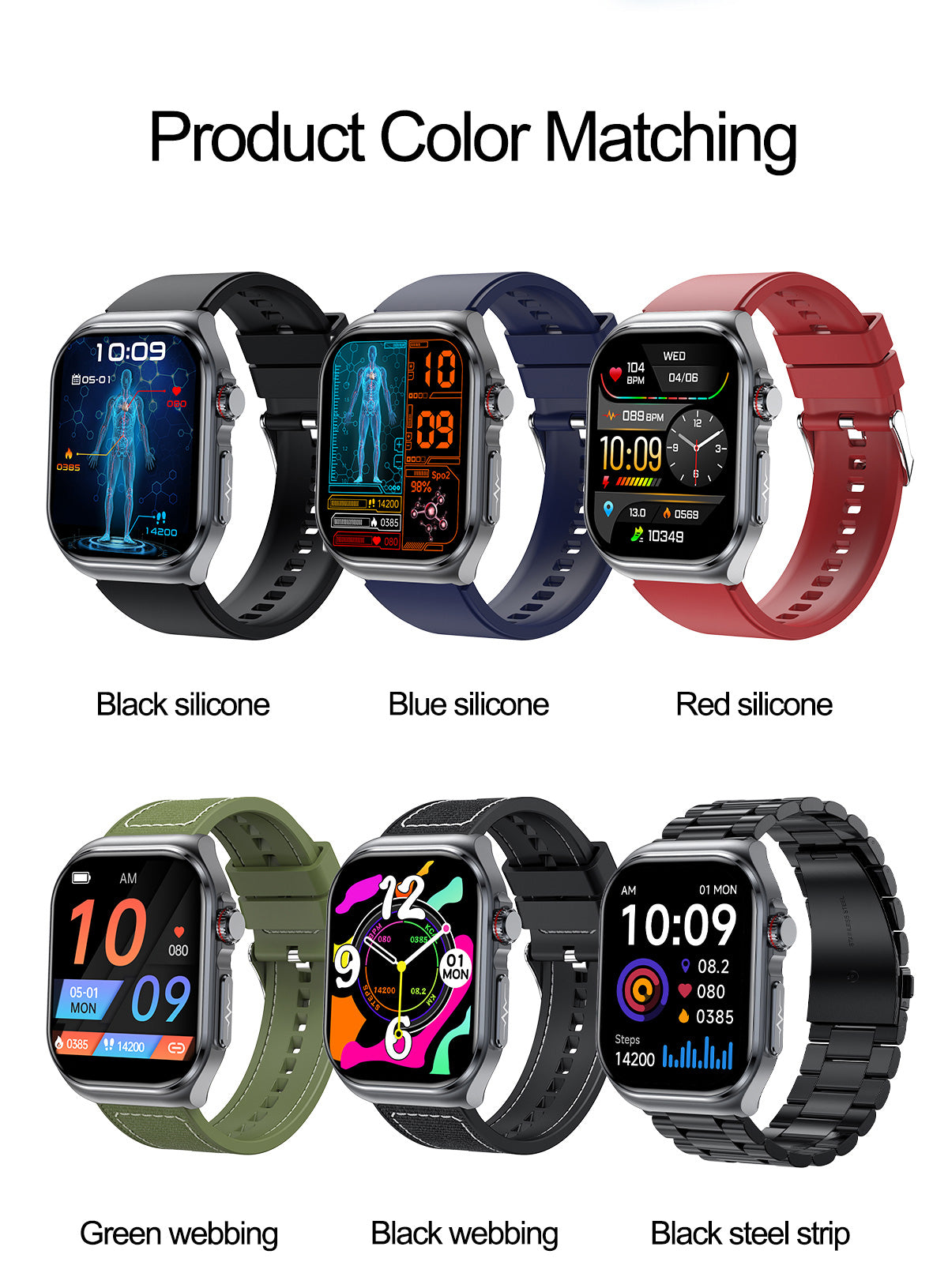 ET585 2.04 inch AMOLED Sports Smart Watch with Blood Sugar Monitoring,Ecg, Sos Emergency Call blood oxygen monitoring Smartwatch