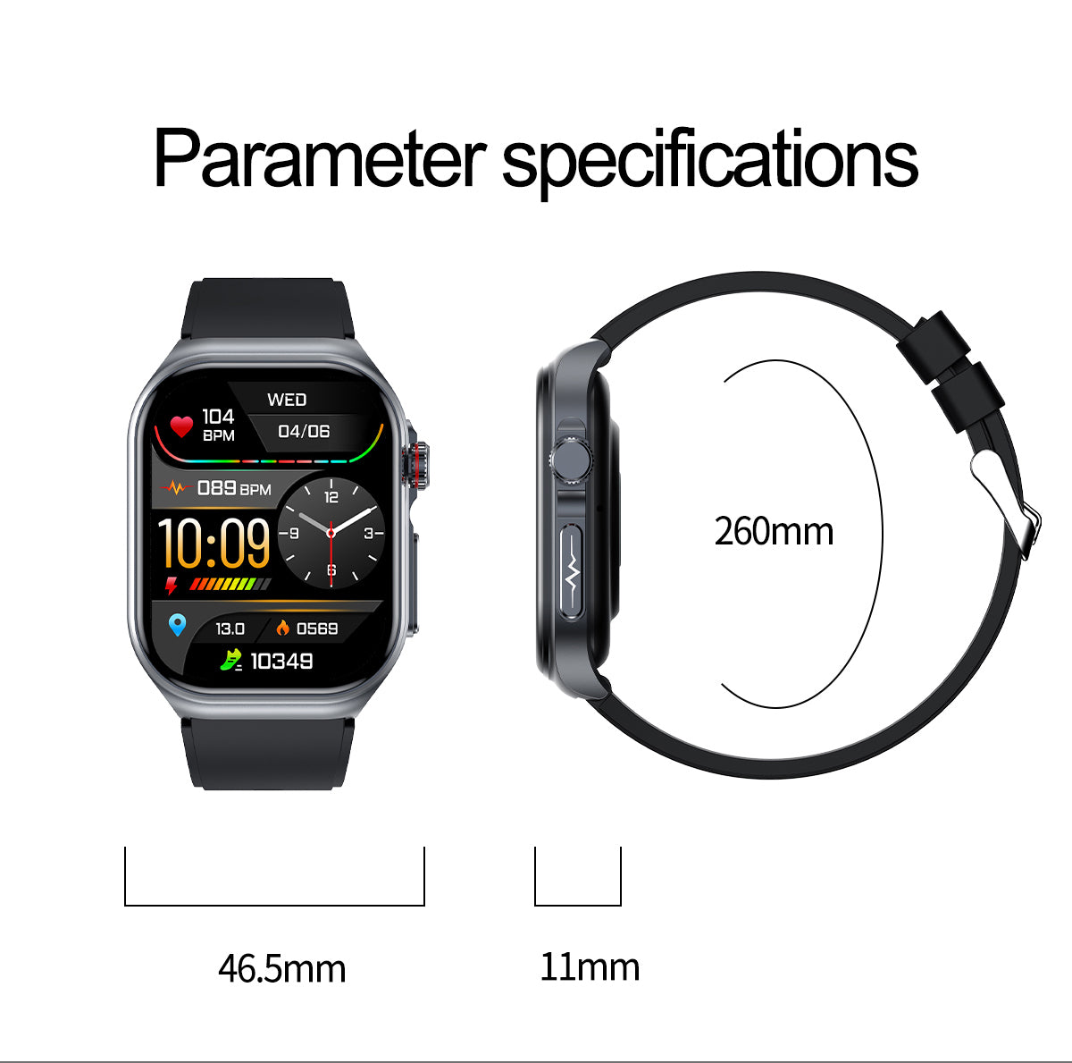 ET585 2.04 inch AMOLED Sports Smart Watch with Blood Sugar Monitoring,Ecg, Sos Emergency Call blood oxygen monitoring Smartwatch