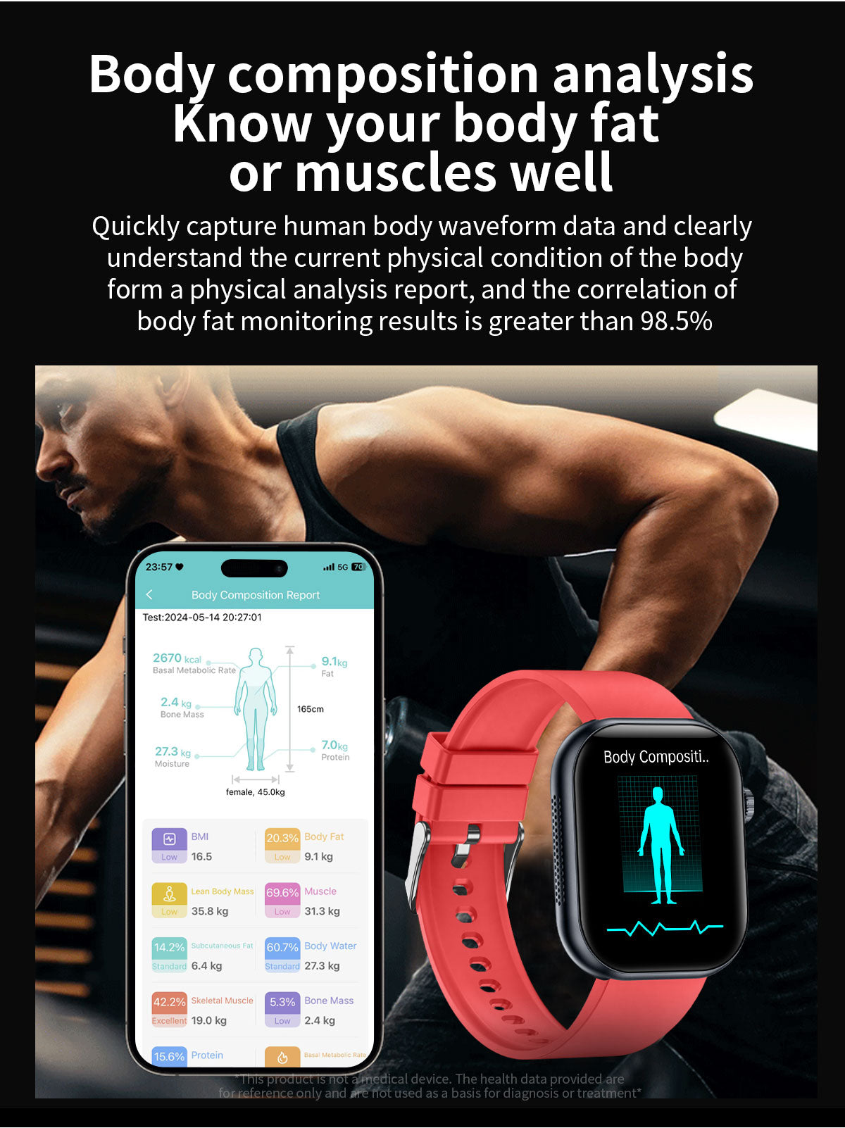 ET587 Blood Sugar Monitoring Smart Watch For Men Women，1.95" AMOLED Full Touch Screen ECG Smartwatch (Answer/Make Call),Heart Rate Blood Pressure