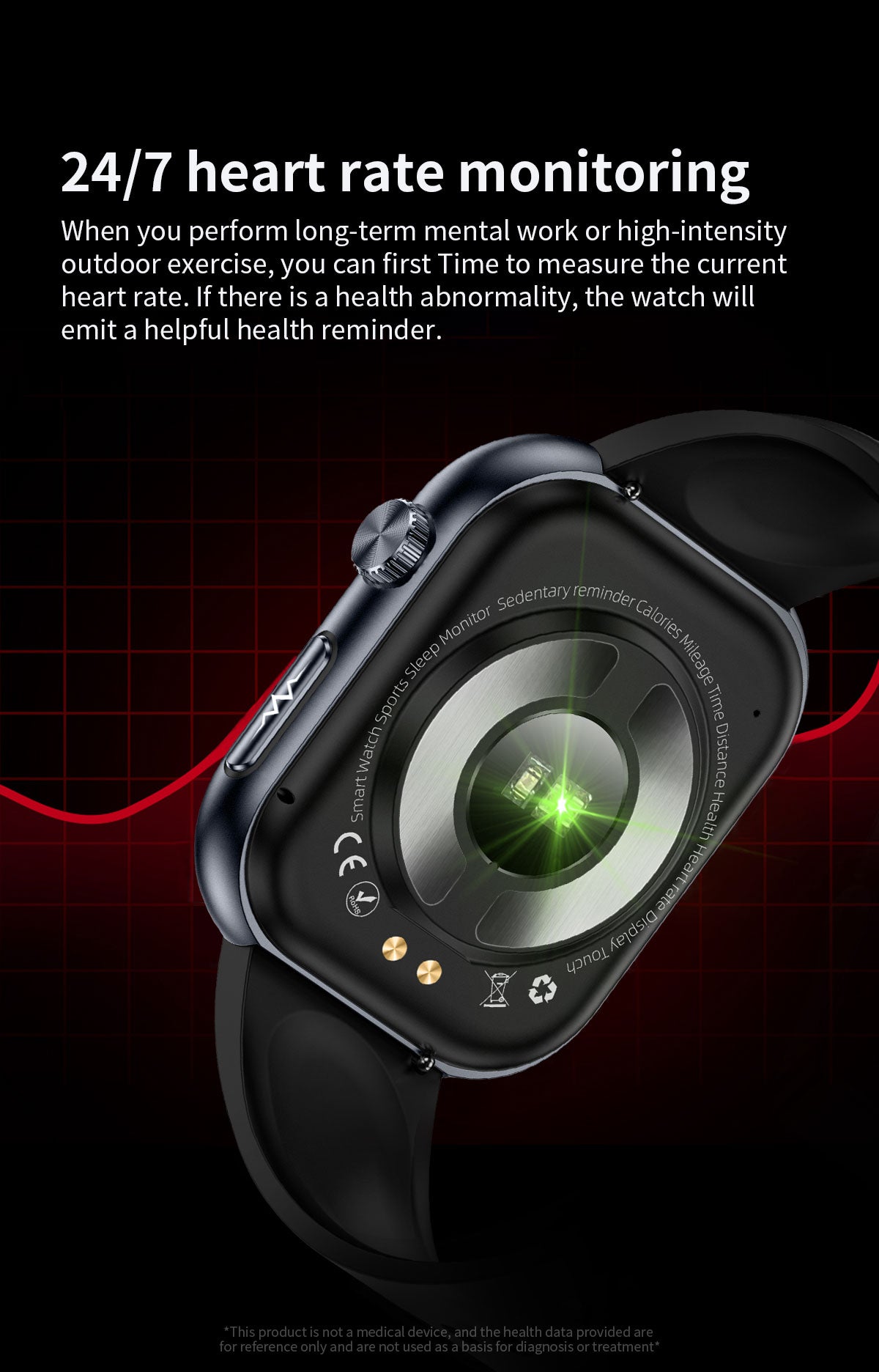 ET587 Blood Sugar Monitoring Smart Watch For Men Women，1.95" AMOLED Full Touch Screen ECG Smartwatch (Answer/Make Call),Heart Rate Blood Pressure