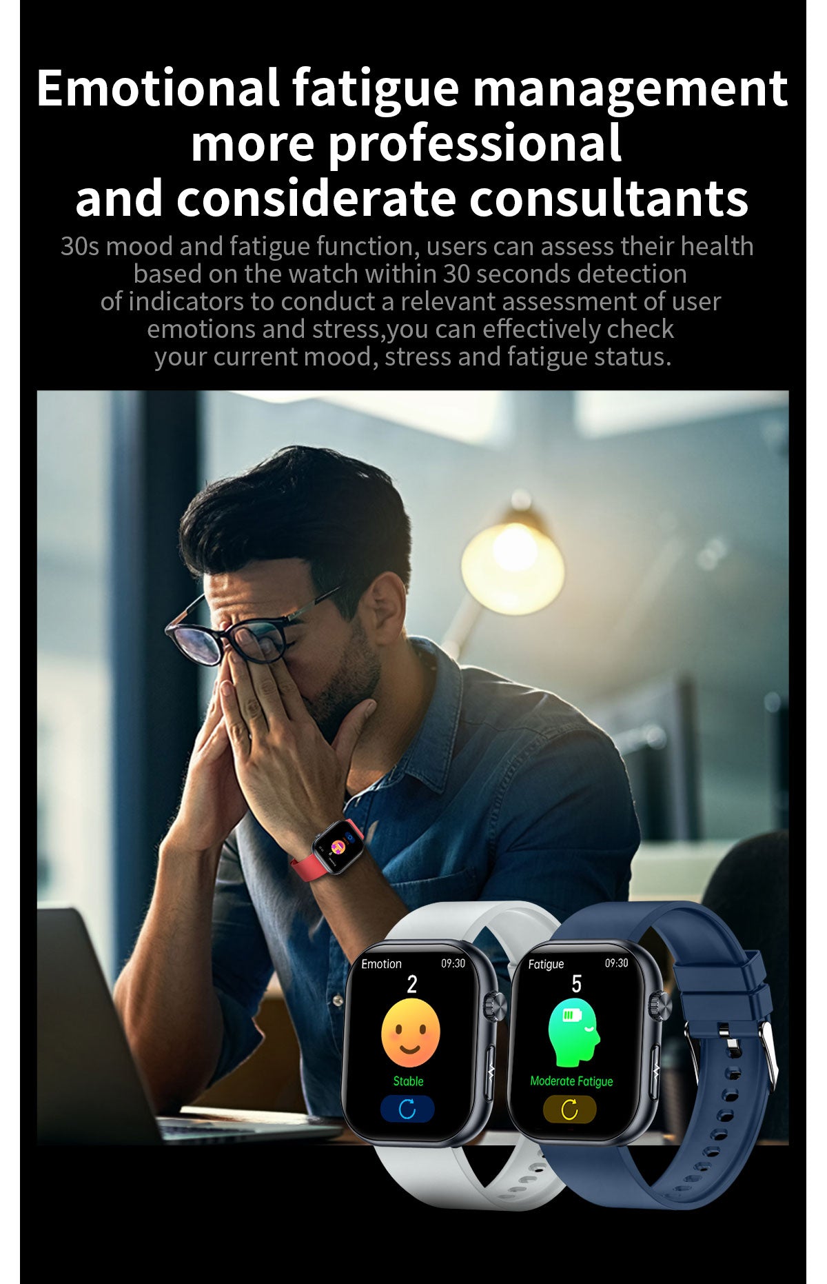 ET587 Blood Sugar Monitoring Smart Watch For Men Women，1.95" AMOLED Full Touch Screen ECG Smartwatch (Answer/Make Call),Heart Rate Blood Pressure