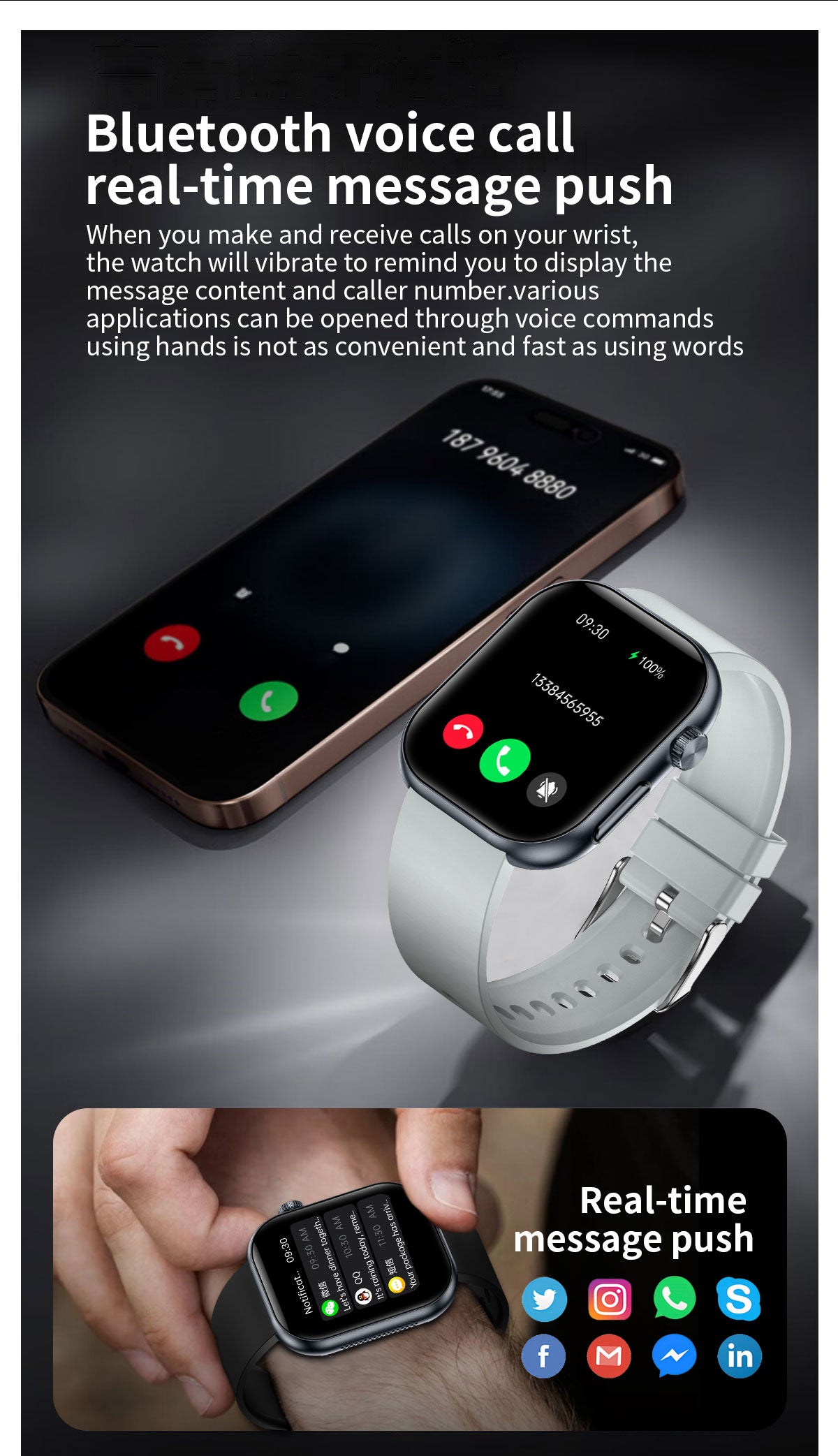ET587 Blood Sugar Monitoring Smart Watch For Men Women，1.95" AMOLED Full Touch Screen ECG Smartwatch (Answer/Make Call),Heart Rate Blood Pressure