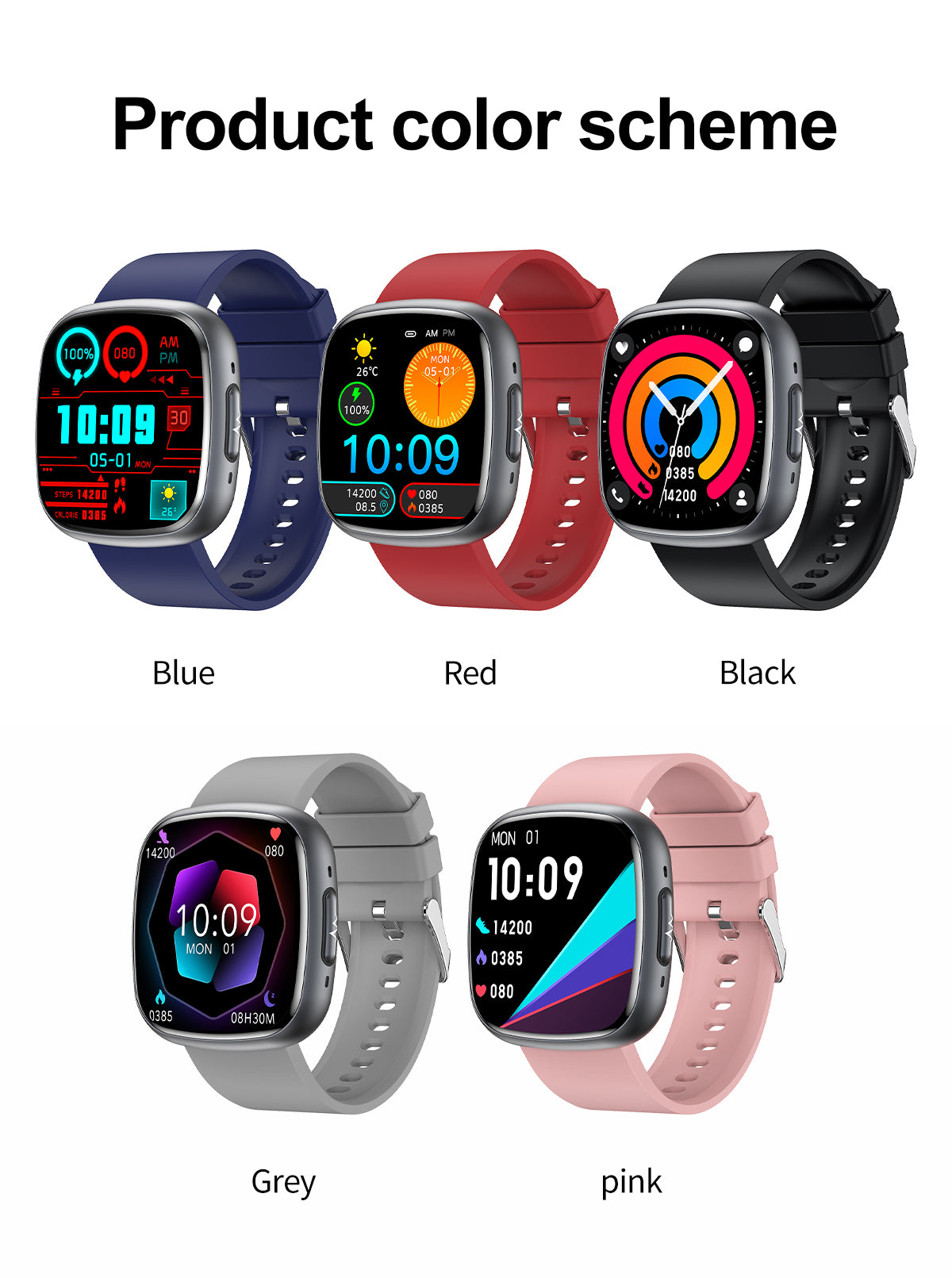 ET593 1.72 inch Sports Smart Watch with Blood Sugar Monitoring,ECG SOS Emergency Call Body Fat BMI Measurement Smartwatch