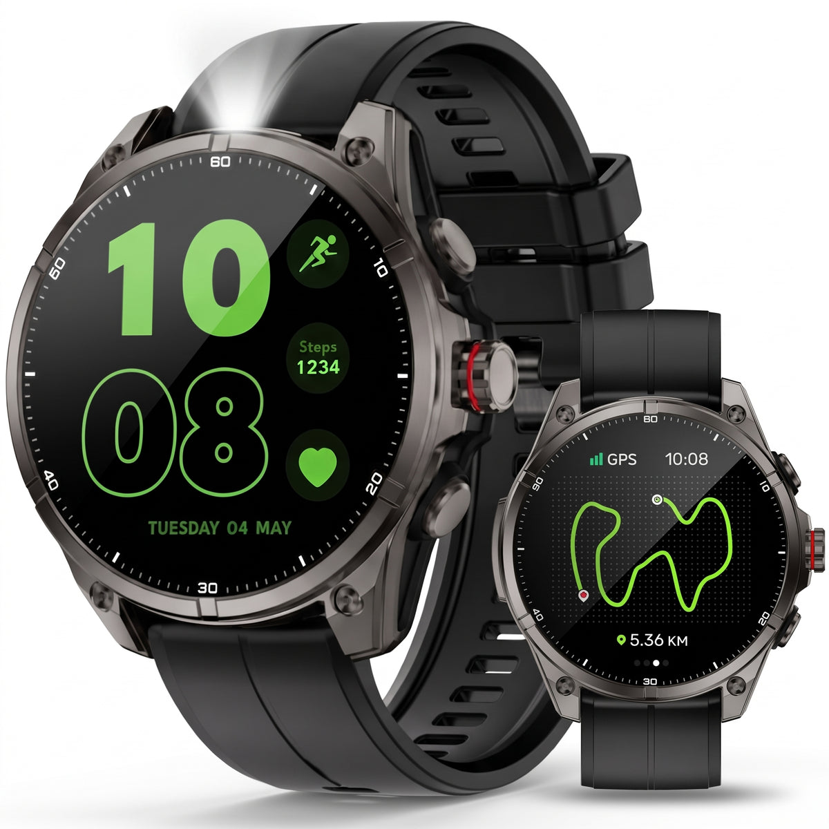 SOUYIE GPS Smart Watch for Men, 1.43" AMOLED Display Rugged Fitness Tracker