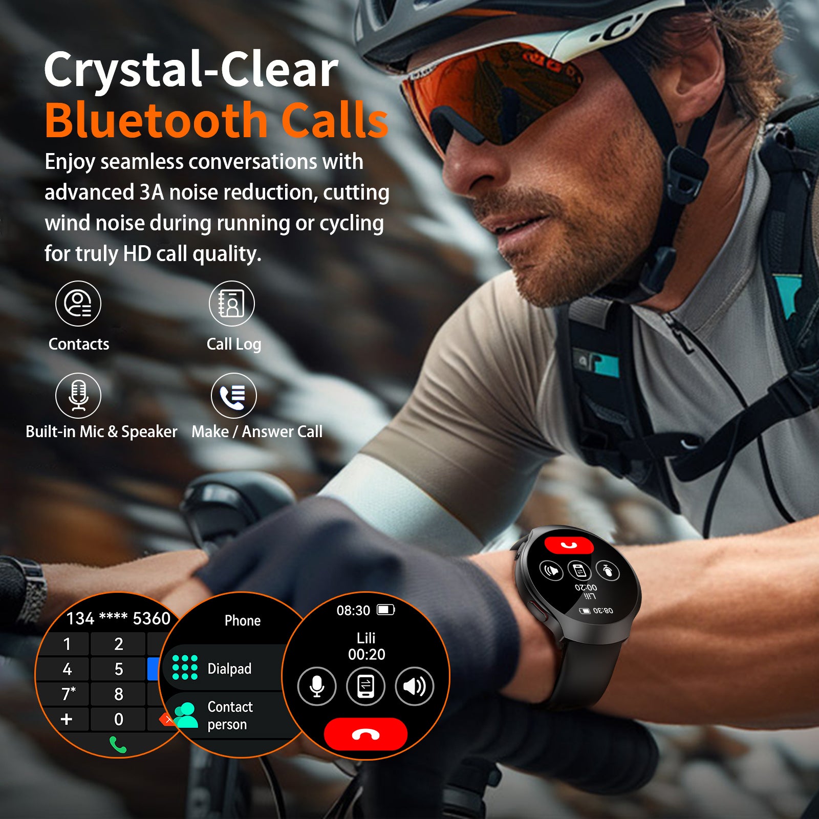 GPS Smart Watch for Men With AI (Answer/Make Call), 1.43" Micro-Spherical AMOLED Smartwatch for Android and iPhone, 150+ Sport Mode Fitness Tracker with HR, SpO2, Sleep Monitor, 5ATM Waterproof