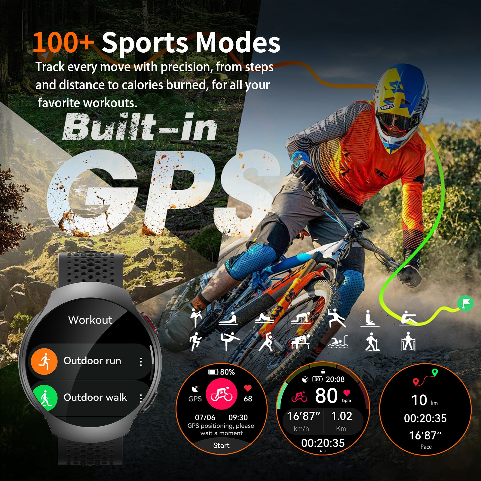 GPS Smart Watch for Men With AI (Answer/Make Call), 1.43" Micro-Spherical AMOLED Smartwatch for Android and iPhone, 150+ Sport Mode Fitness Tracker with HR, SpO2, Sleep Monitor, 5ATM Waterproof