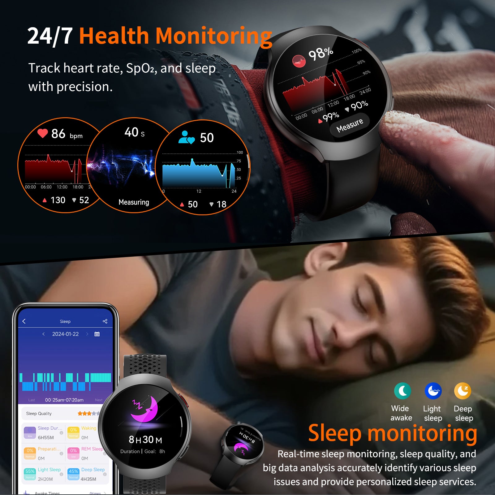 GPS Smart Watch for Men With AI (Answer/Make Call), 1.43" Micro-Spherical AMOLED Smartwatch for Android and iPhone, 150+ Sport Mode Fitness Tracker with HR, SpO2, Sleep Monitor, 5ATM Waterproof