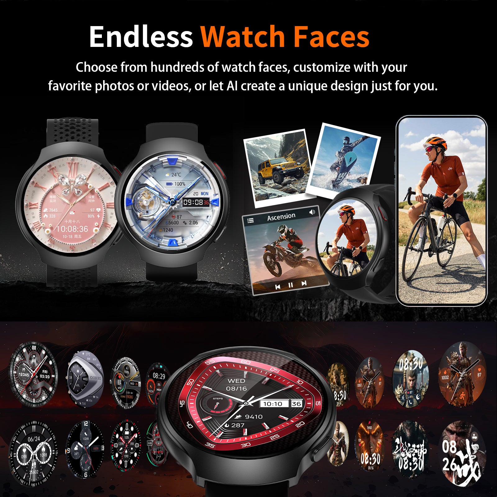 GPS Smart Watch for Men With AI (Answer/Make Call), 1.43" Micro-Spherical AMOLED Smartwatch for Android and iPhone, 150+ Sport Mode Fitness Tracker with HR, SpO2, Sleep Monitor, 5ATM Waterproof