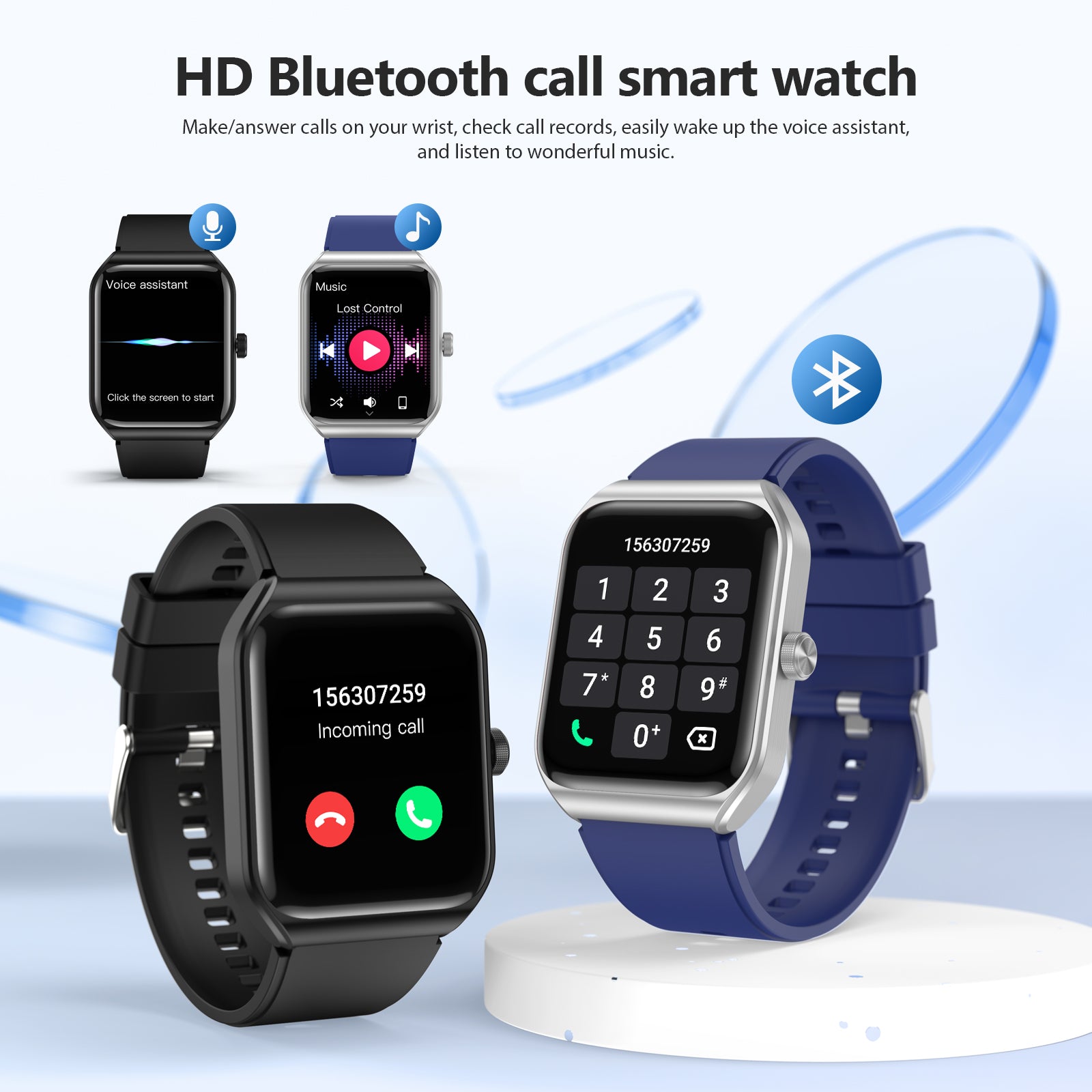 T56 Smart Watch for Men, 100+ Sports, Blood Pressure, Heart Rate, Sleep Monitor, IP68 Waterproof Fitness Tracker
