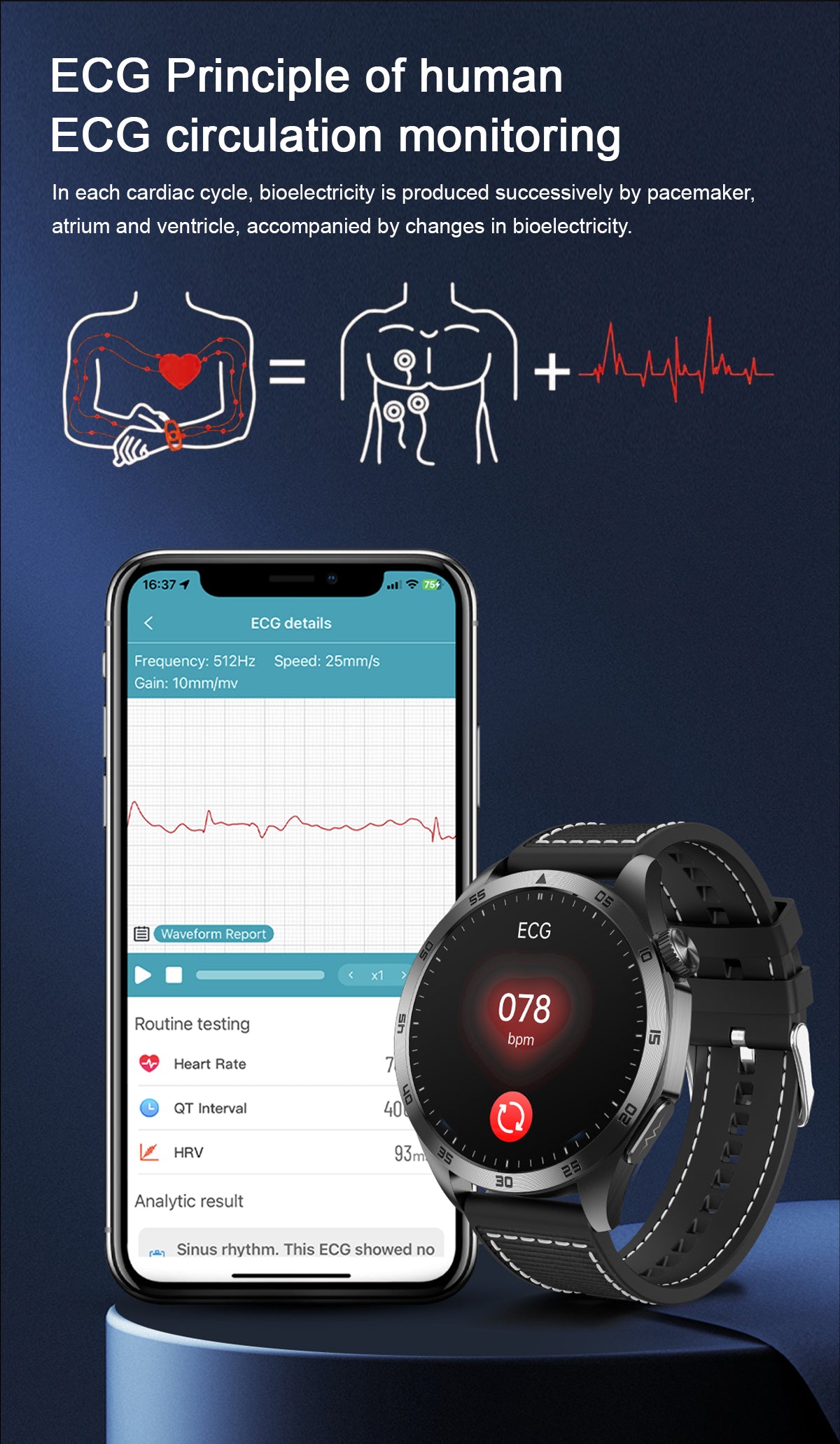 ET485 1.43 Inch Full Touch Screen Smart Watch，SOS,Bluetooth Call, ECG, Non-Invasive Blood Sugar Heart Rate Measurement Sports Watches